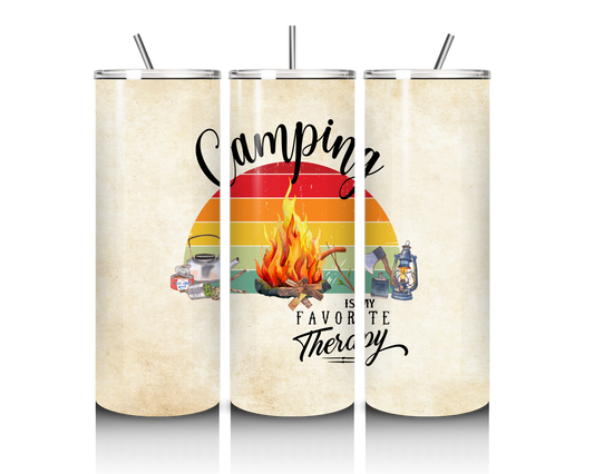 Camping is my favorite therapy 20oz tumbler